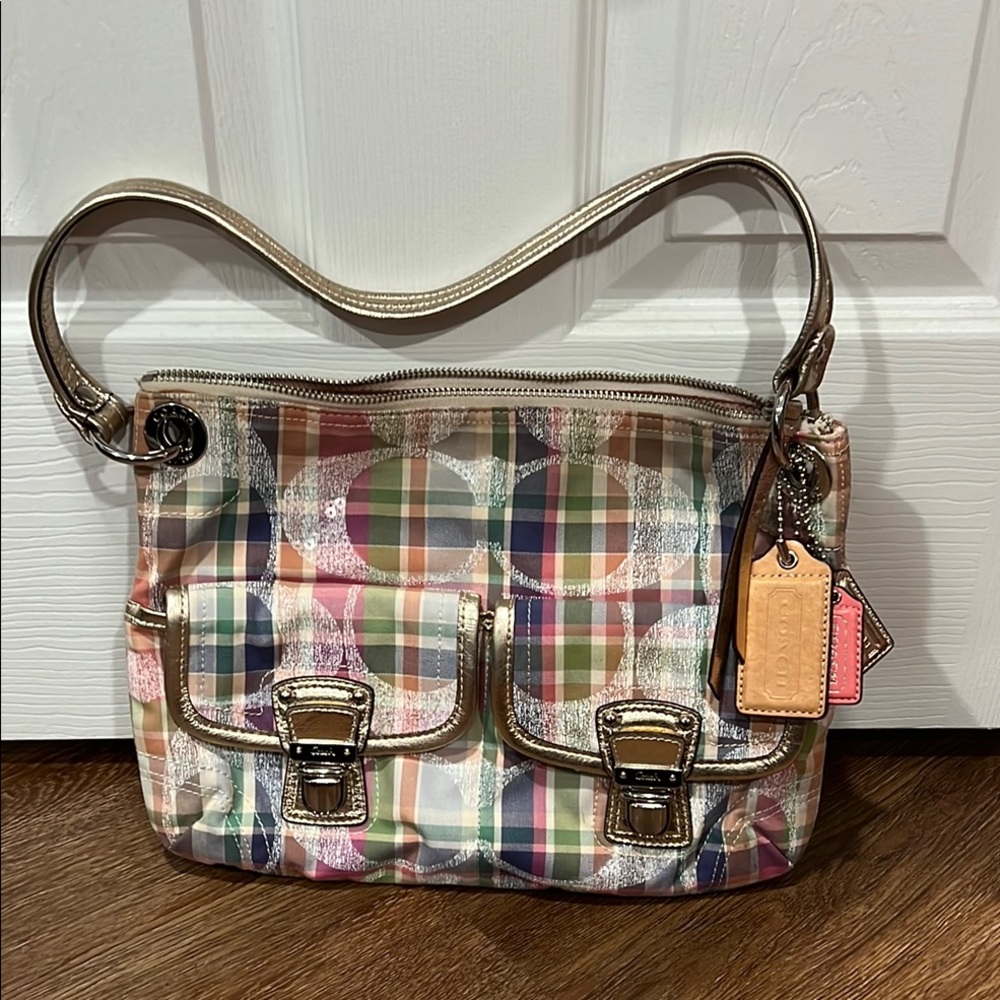 Coach Multicolor Plaid Shoulder Bag